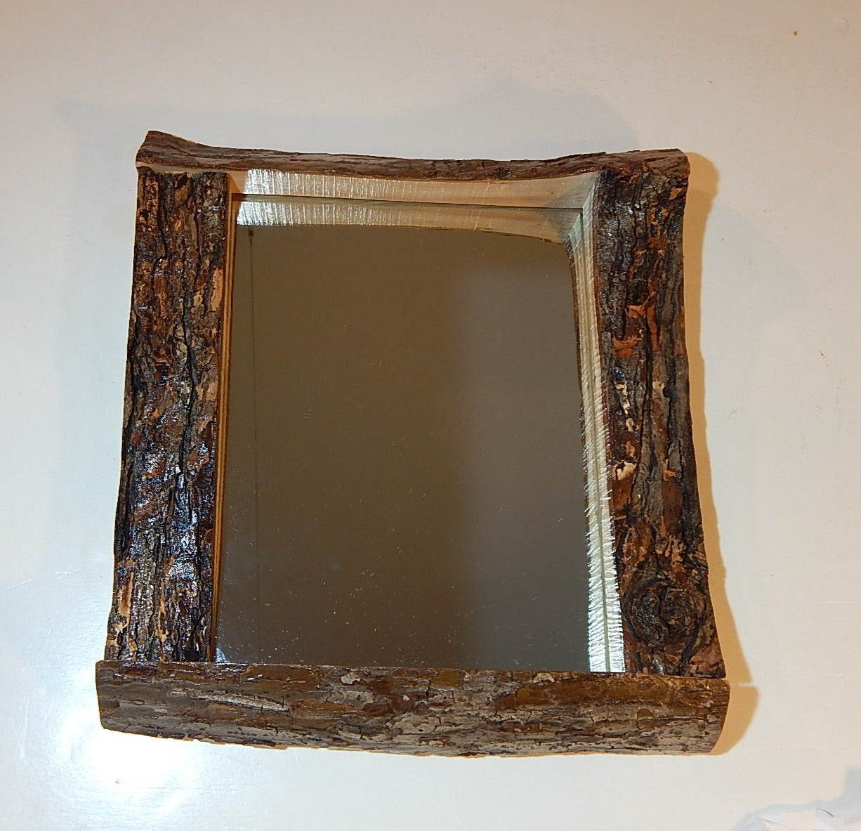 Live Edge Maple Frame Mirror, Wood with Bark Frame, 12" x 13", Handmade, Artisan Crafted