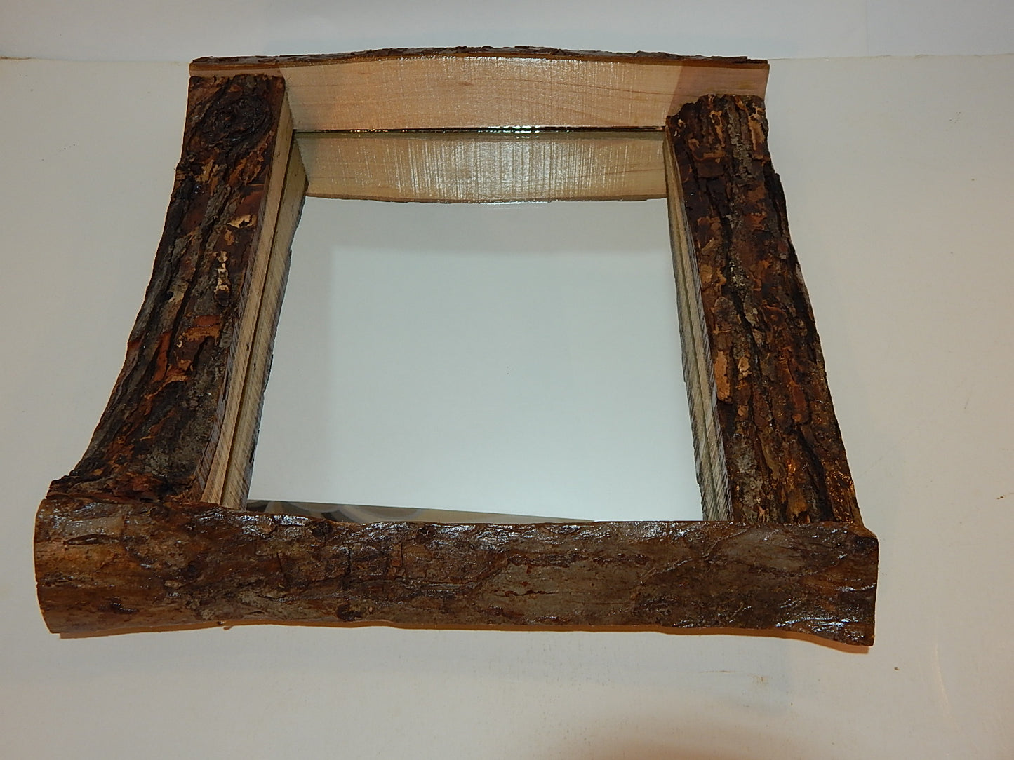 Live Edge Maple Frame Mirror, Wood with Bark Frame, 12" x 13", Handmade, Artisan Crafted