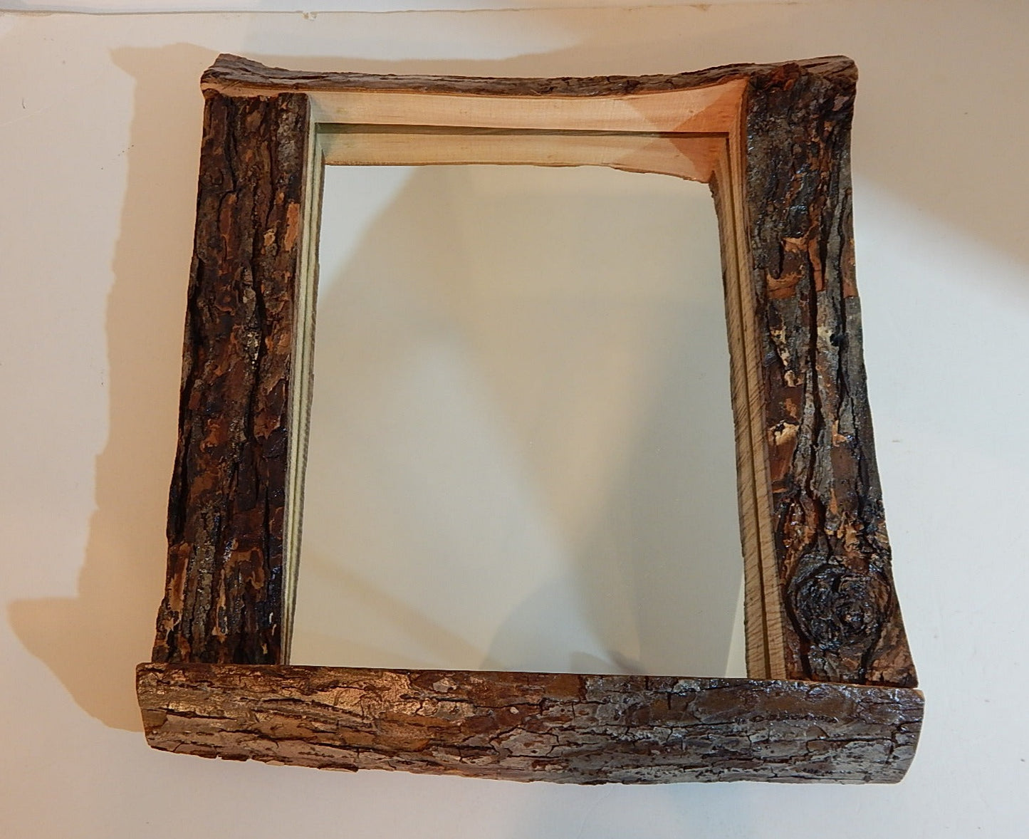 Live Edge Maple Frame Mirror, Wood with Bark Frame, 12" x 13", Handmade, Artisan Crafted