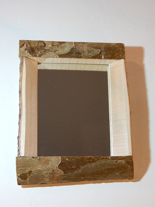 Live Edge Sycamore Frame Mirror, Wood with Bark Frame, 8 3/4" x 11", Handmade, Artisan Crafted