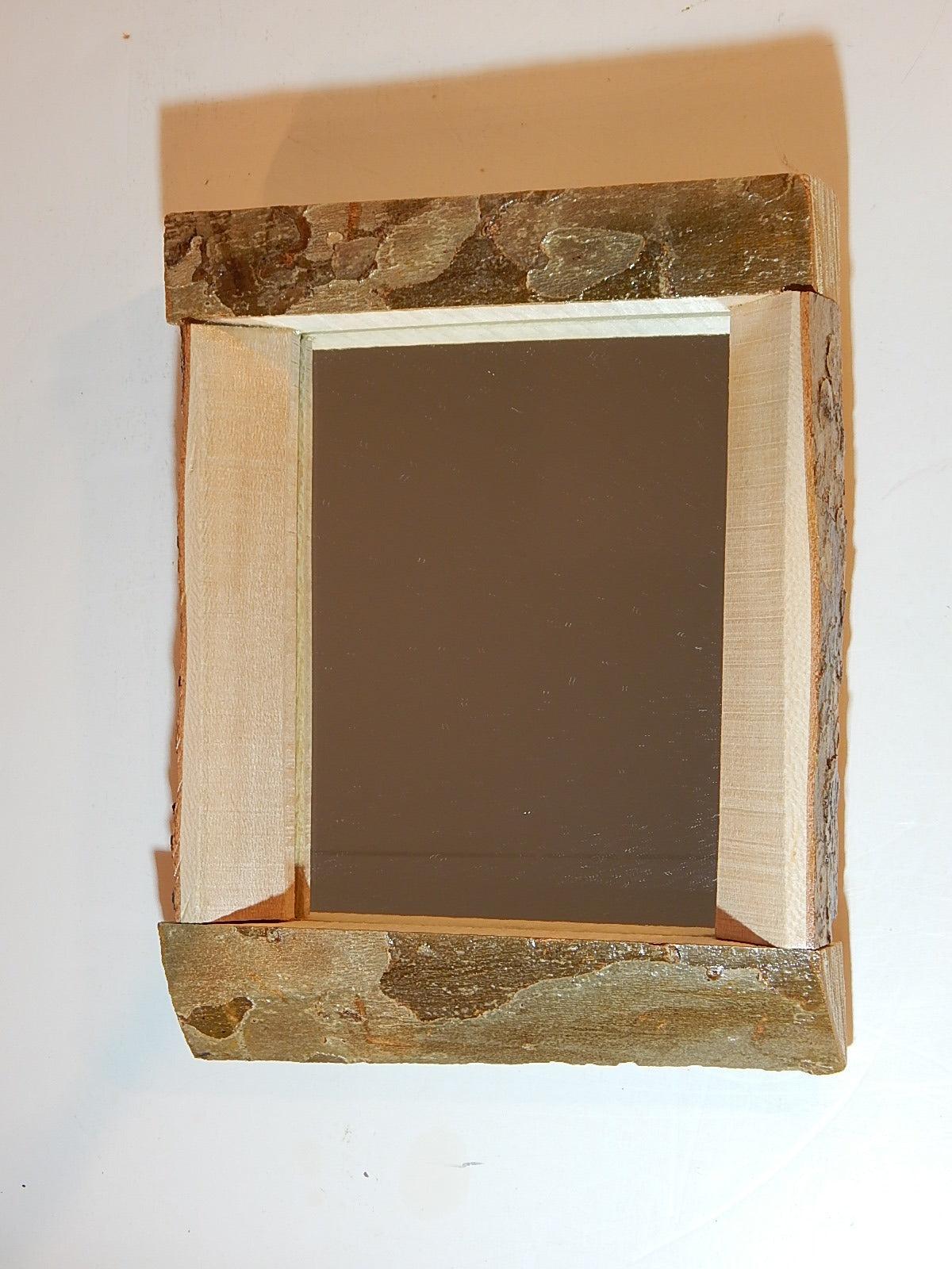 Live Edge Sycamore Frame Mirror, Wood with Bark Frame, 8 3/4" x 11", Handmade, Artisan Crafted