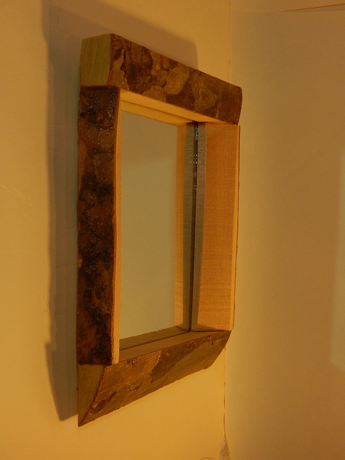 Live Edge Sycamore Frame Mirror, Wood with Bark Frame, 8 3/4" x 11", Handmade, Artisan Crafted