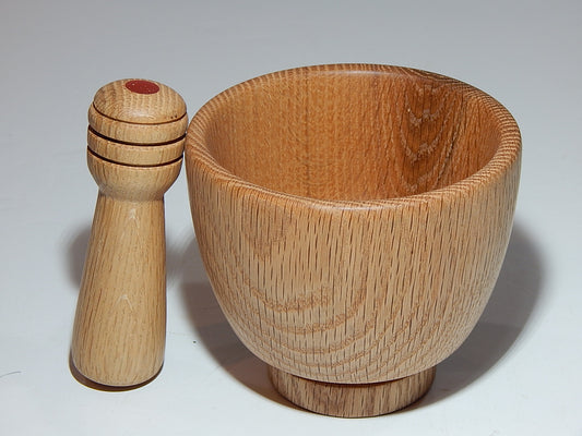 OAK MORTAR AND PESTLE HANDMADE LATHE TURNED ARTISAN CRAFTED