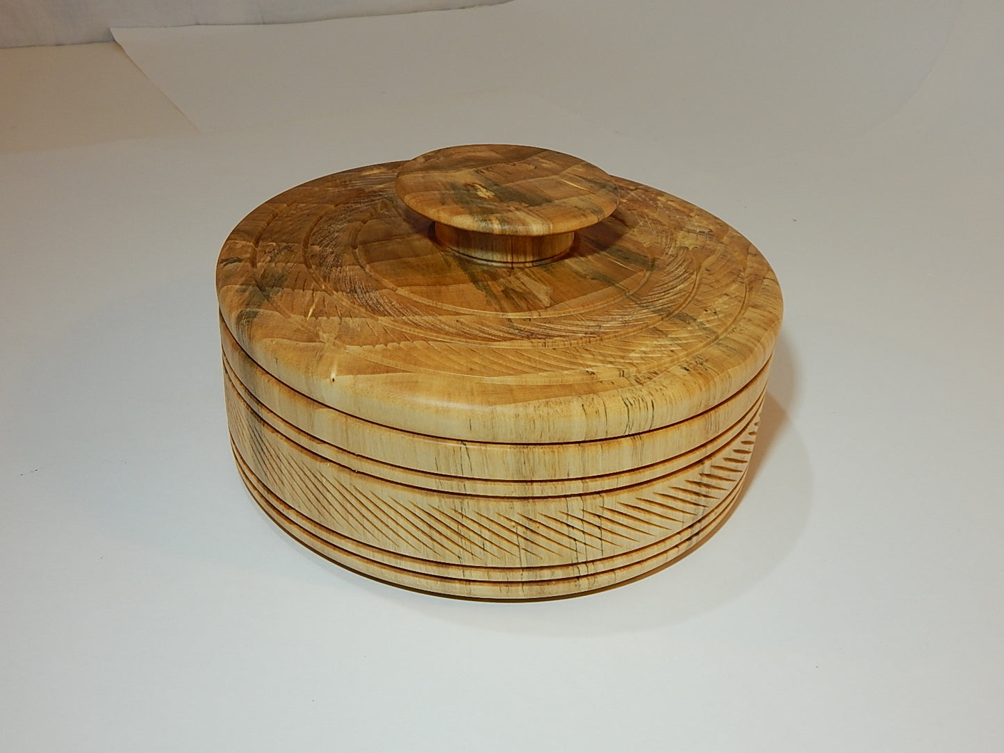 Poplar Wood Bowl with Lid, Handmade, Artisan Crafted