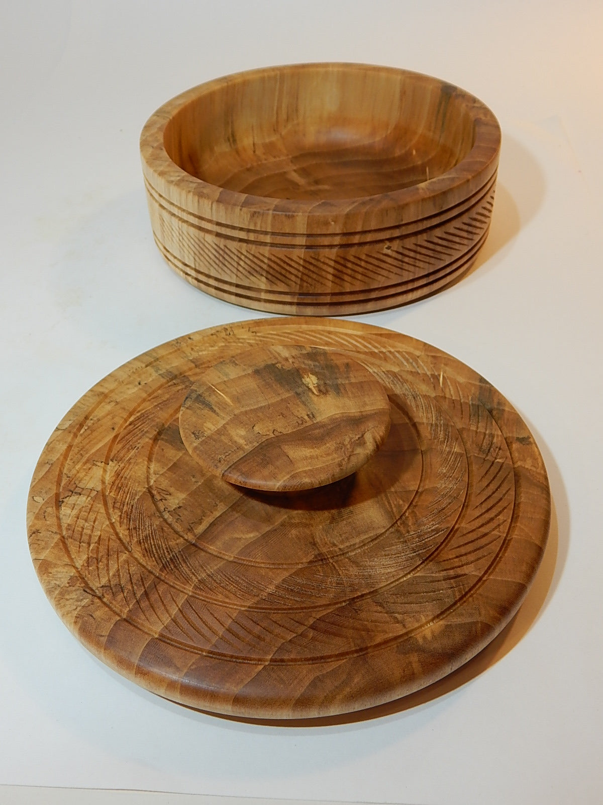 Poplar Wood Bowl with Lid, Handmade, Artisan Crafted