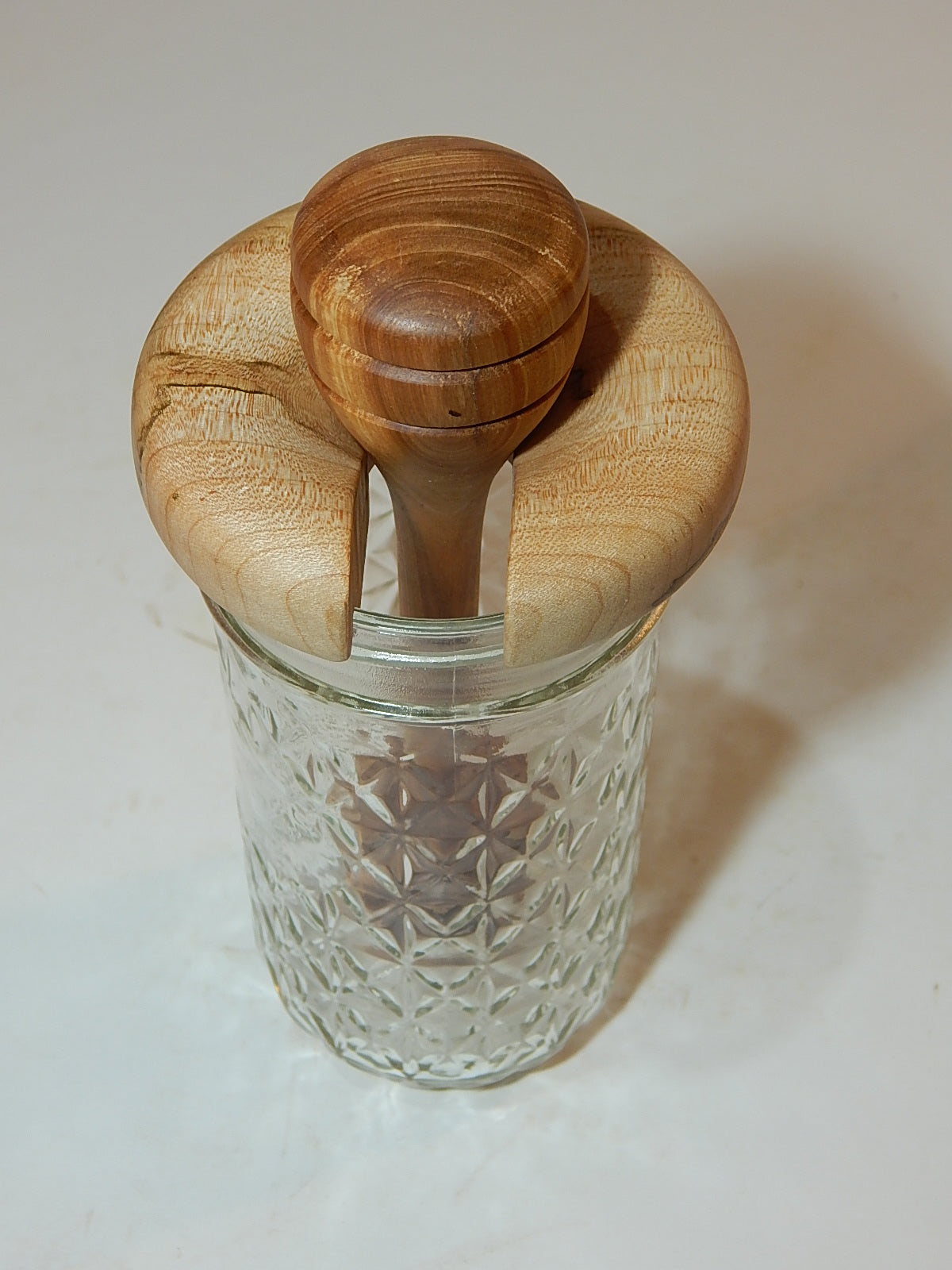 Honey Dipper with Lid and Jar, For The Honey Lover Handmade Artisan Crafted 6" Lathe Turned