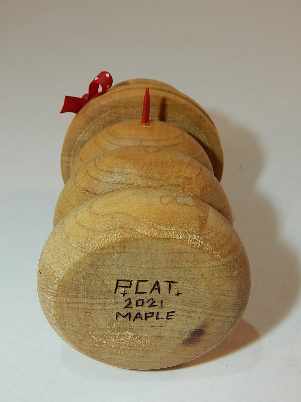 Snowman Solid Maple Lathe Turned Artisan Crafted