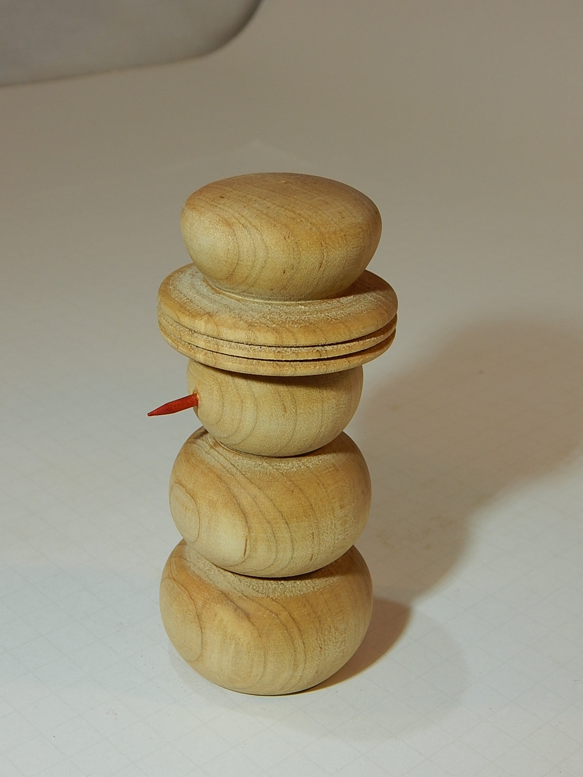 Snowman Solid Maple Lathe Turned Artisan Crafted