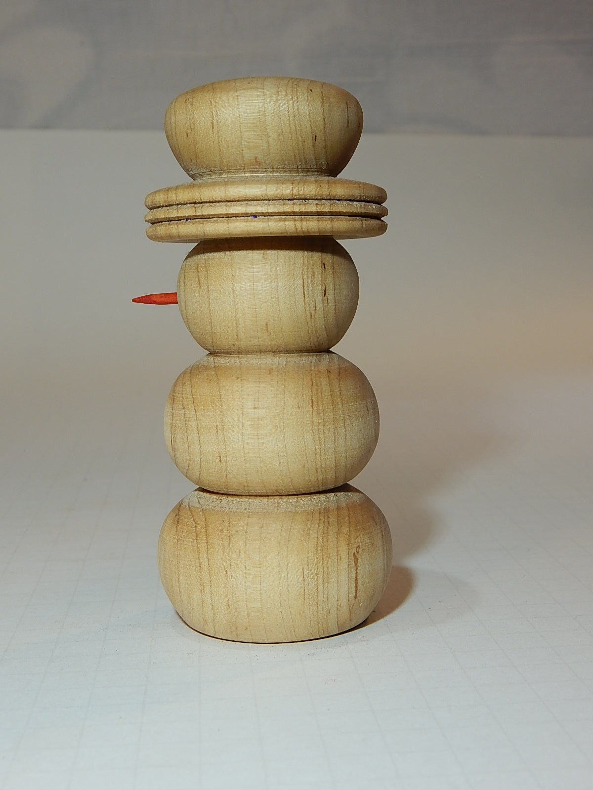 Snowman Solid Maple Lathe Turned Artisan Crafted