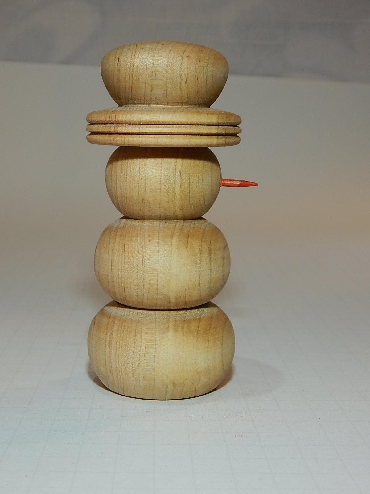 Snowman Solid Maple Lathe Turned Artisan Crafted