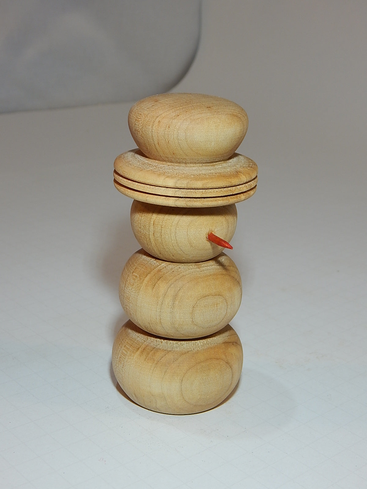 Snowman Solid Maple Lathe Turned Artisan Crafted