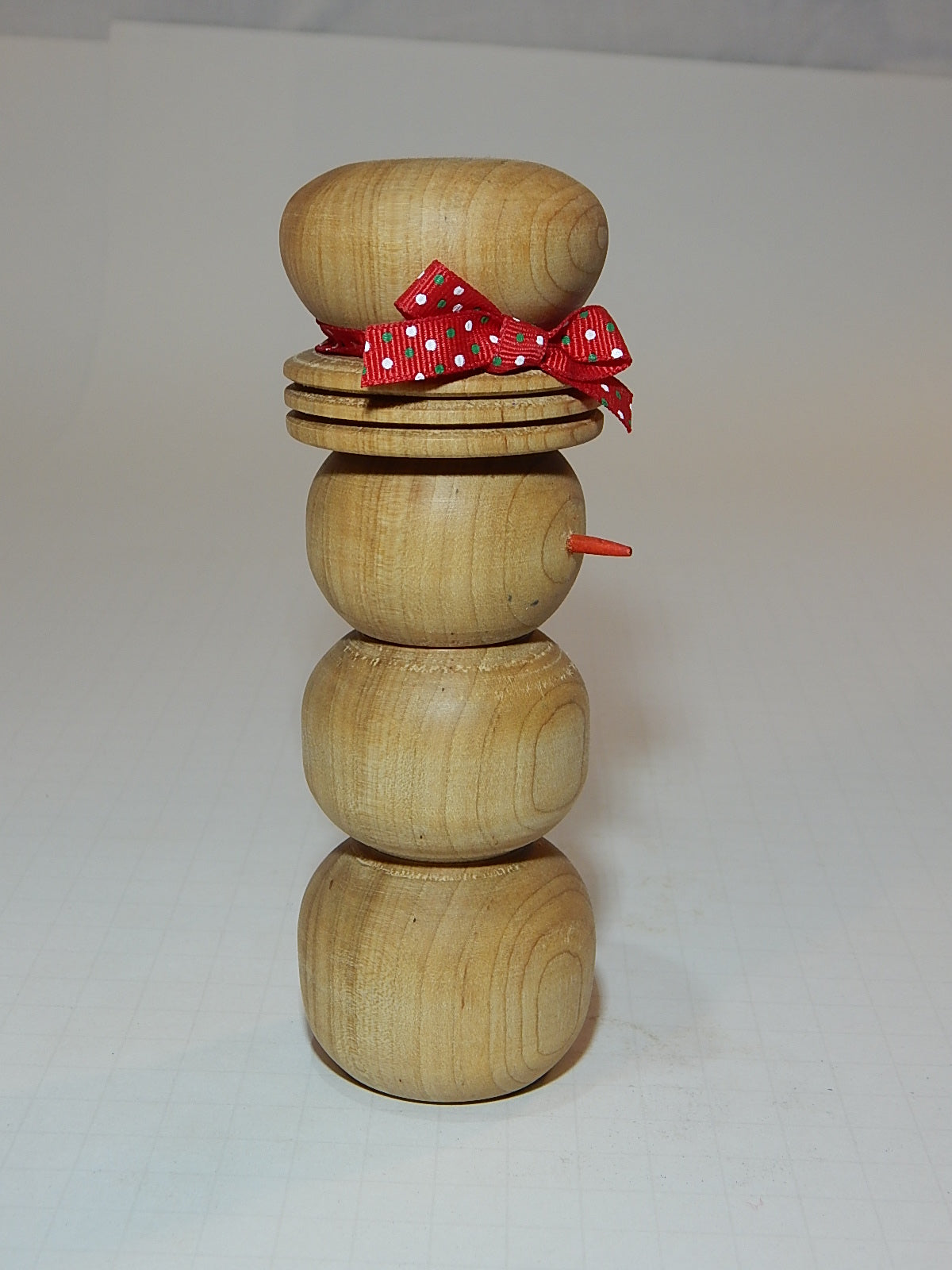 Snowman Solid Maple Lathe Turned Artisan Crafted