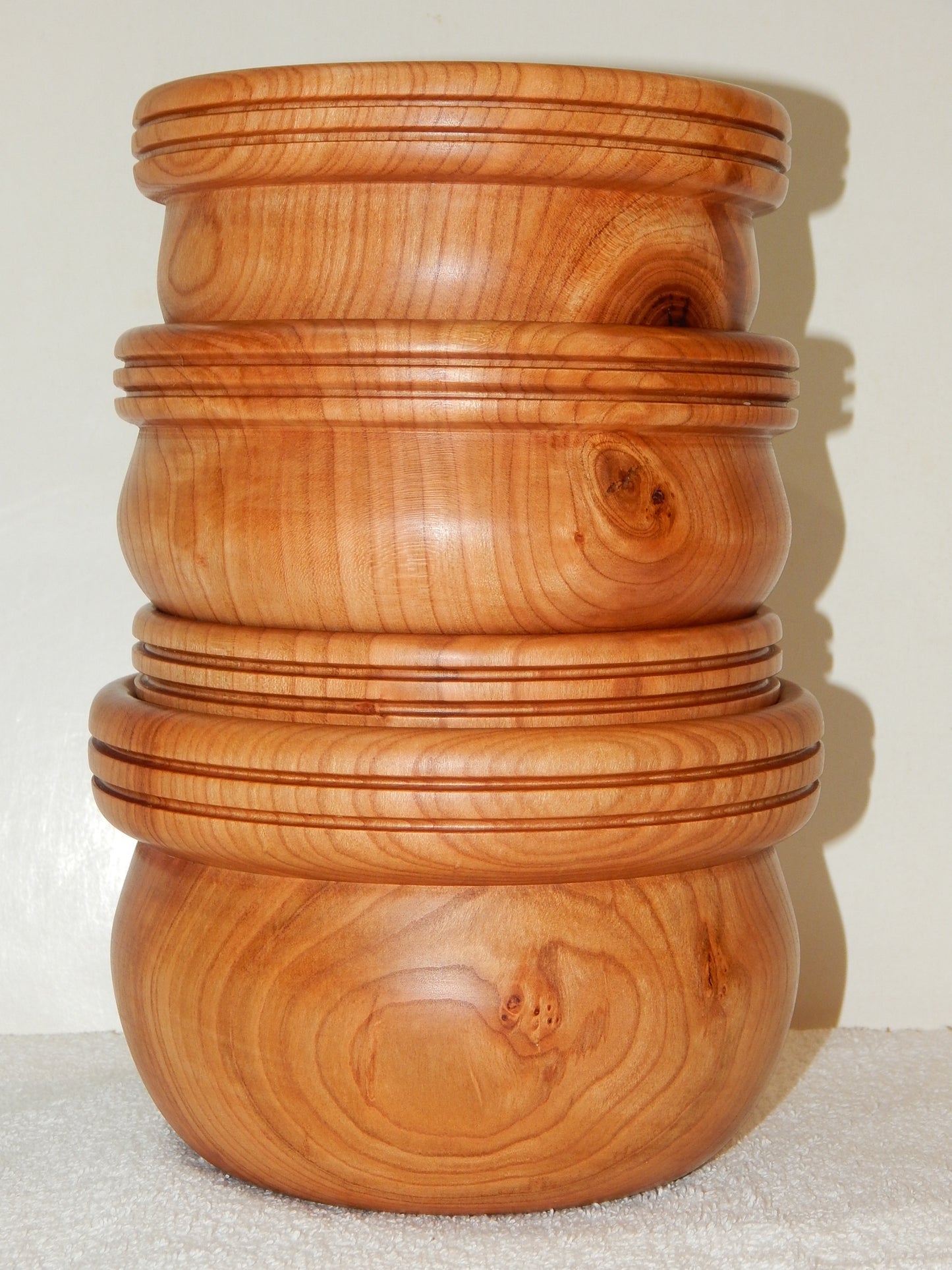 WILD CHERRY WOOD 4 BOWLS HANDMADE SET ARTISAN CRAFTED