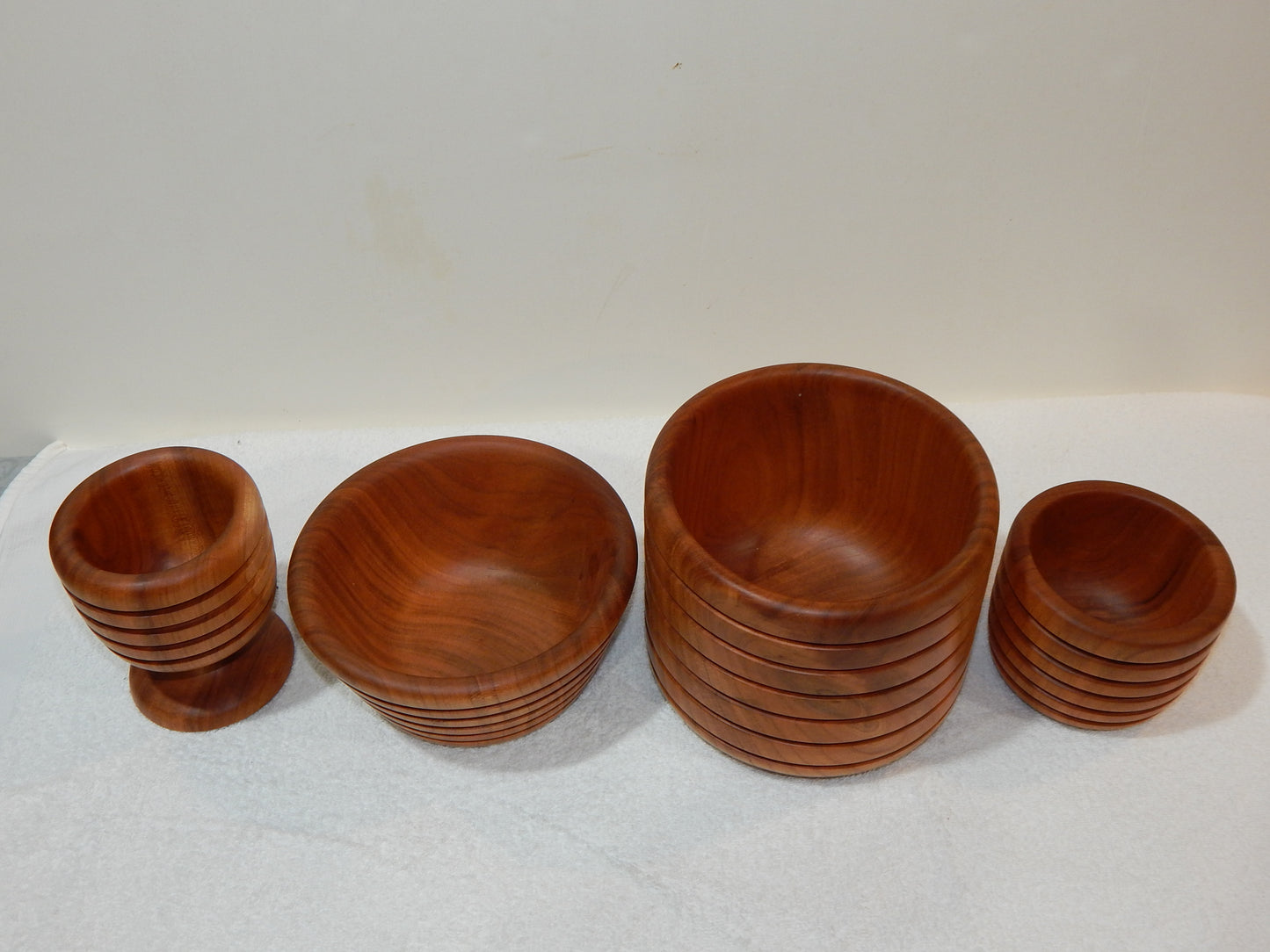 WILD CHERRY WOOD 4 BOWLS HANDMADE SET ARTISAN CRAFTED