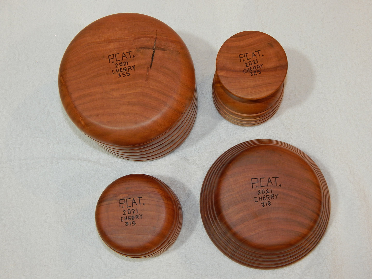 WILD CHERRY WOOD 4 BOWLS HANDMADE SET ARTISAN CRAFTED