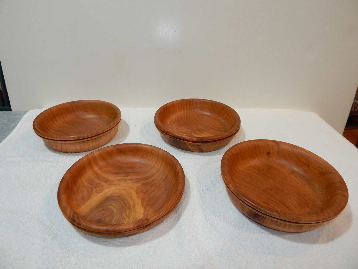 WILD CHERRY WOOD 4 BOWLS HANDMADE SET ARTISAN CRAFTED