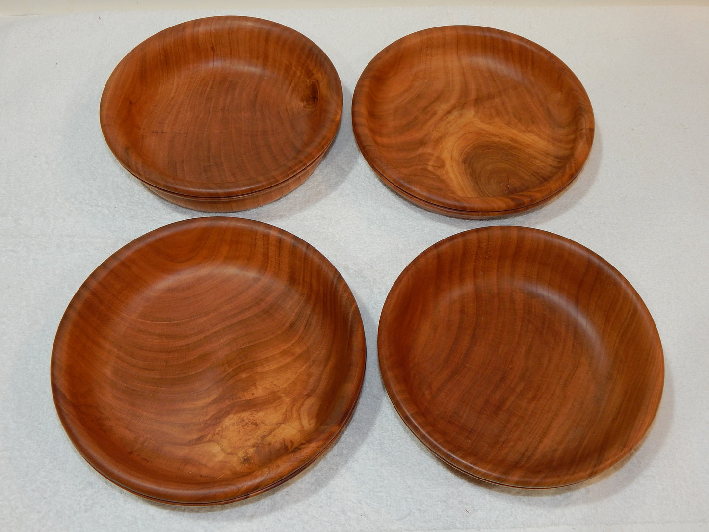 WILD CHERRY WOOD 4 BOWLS HANDMADE SET ARTISAN CRAFTED