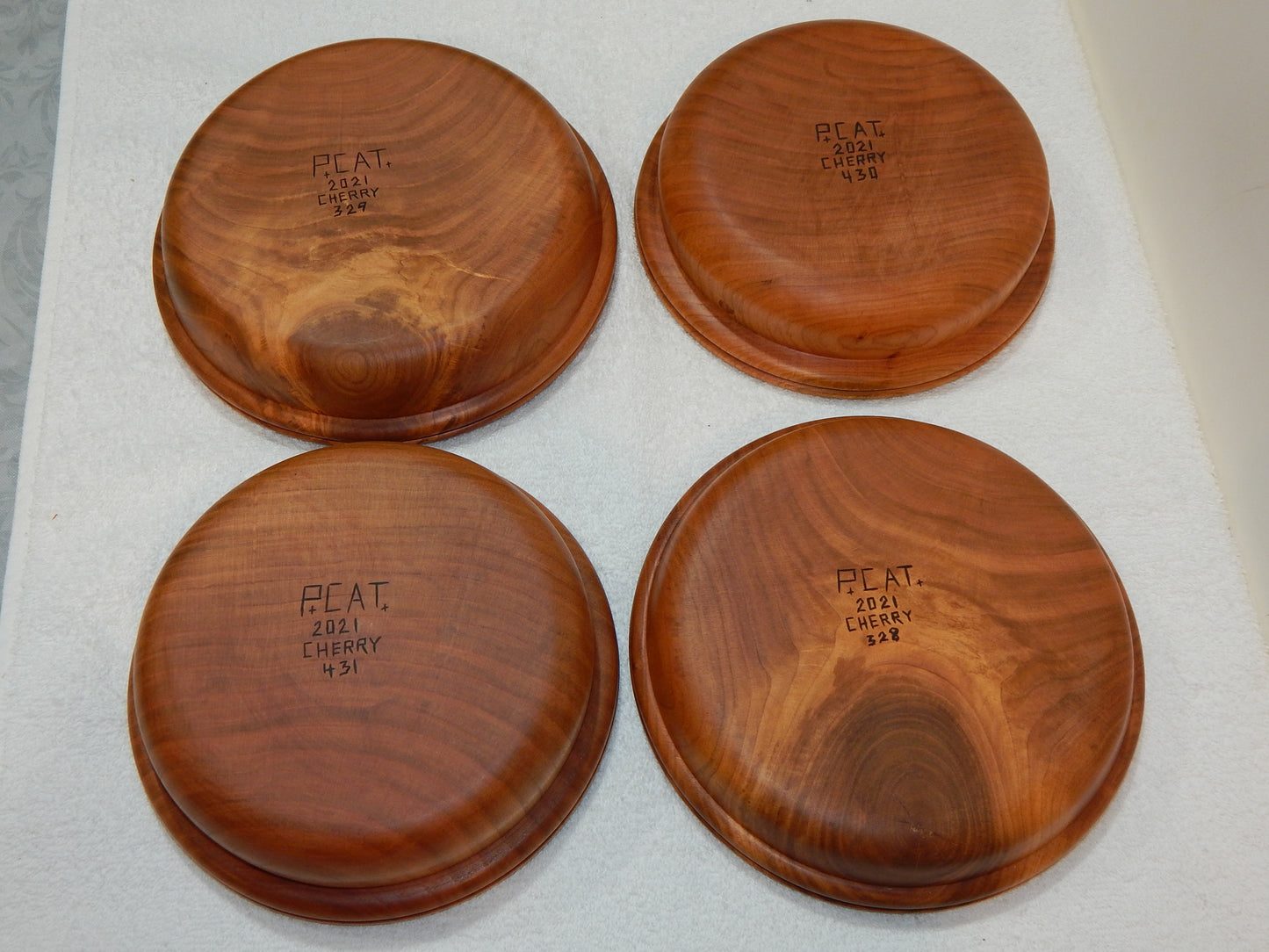 WILD CHERRY WOOD 4 BOWLS HANDMADE SET ARTISAN CRAFTED