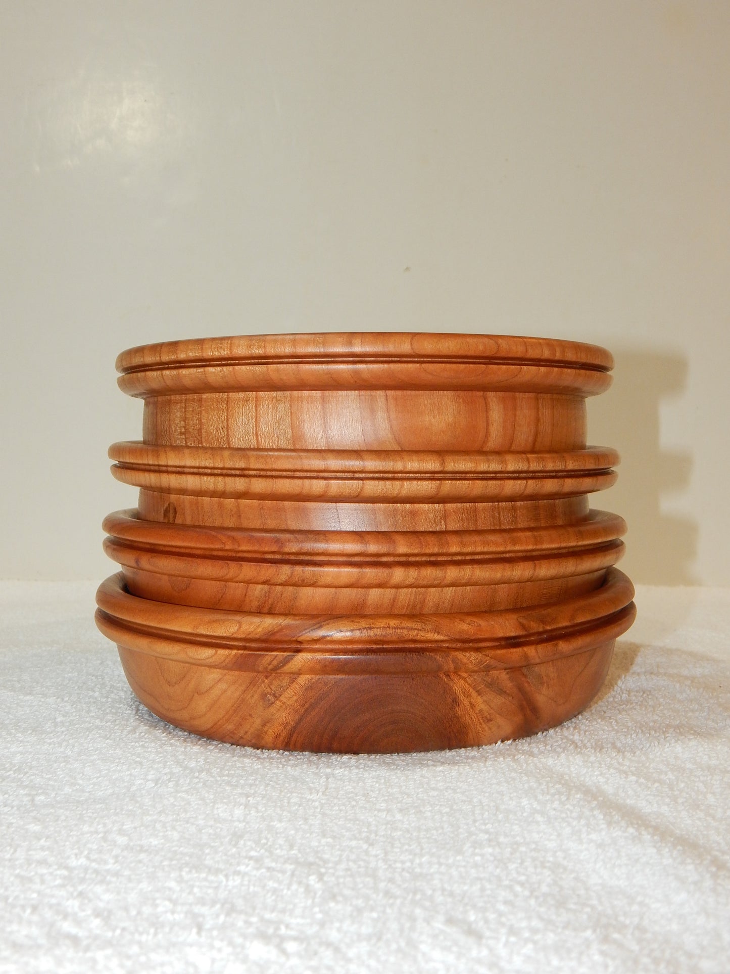 WILD CHERRY WOOD 4 BOWLS HANDMADE SET ARTISAN CRAFTED