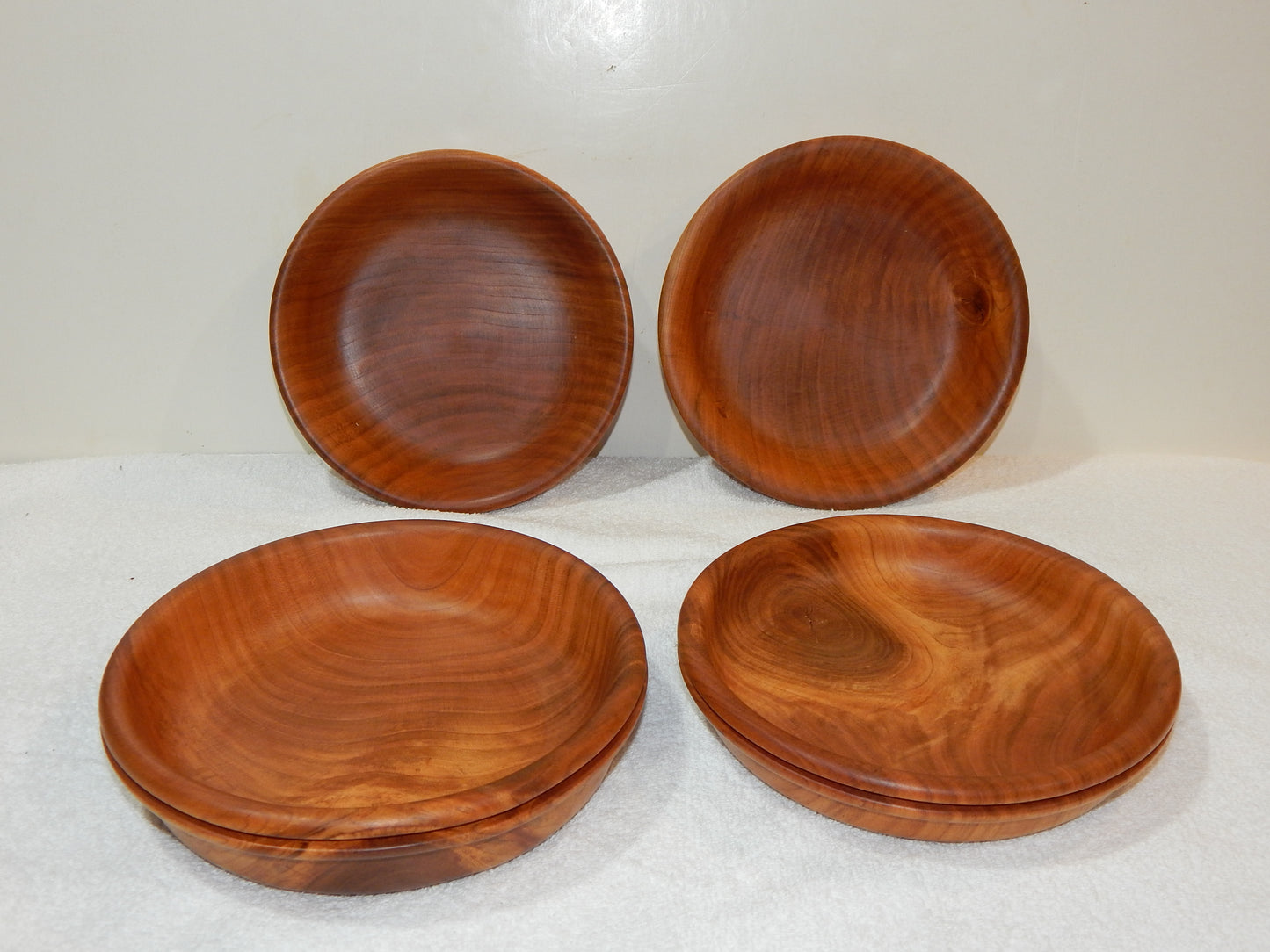 WILD CHERRY WOOD 4 BOWLS HANDMADE SET ARTISAN CRAFTED