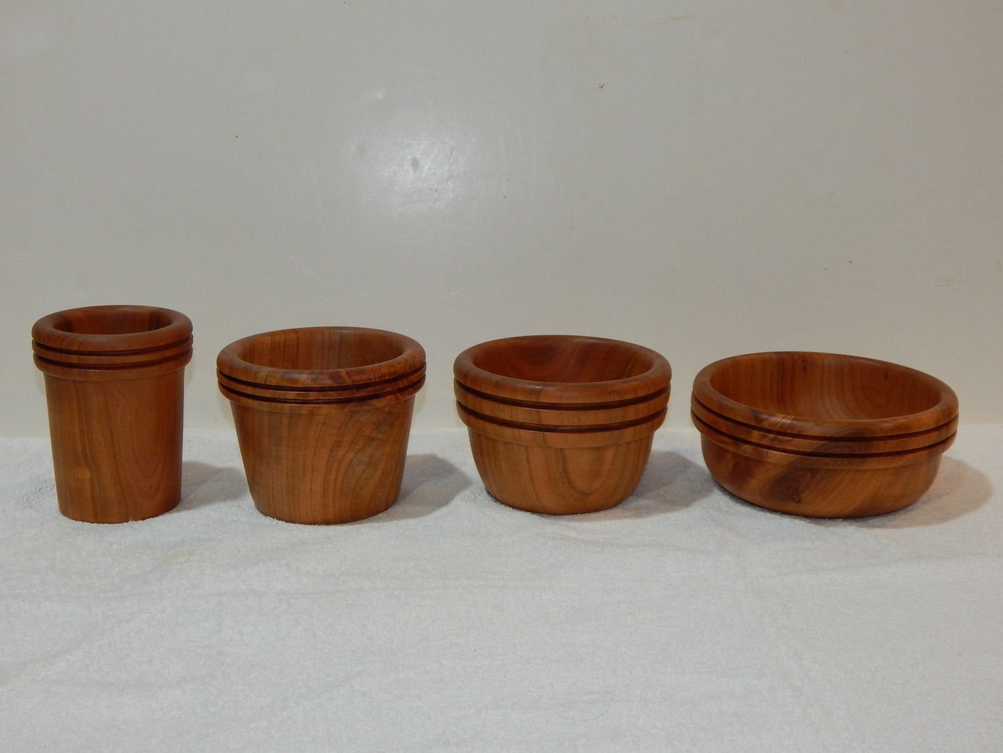 WILD CHERRY WOOD 4 BOWLS HANDMADE SET ARTISAN CRAFTED