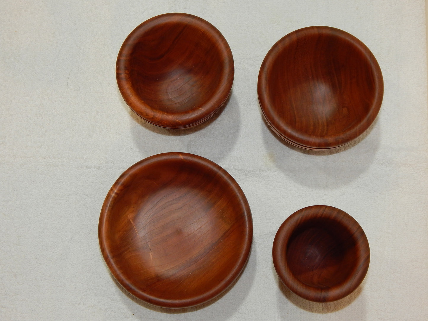 WILD CHERRY WOOD 4 BOWLS HANDMADE SET ARTISAN CRAFTED