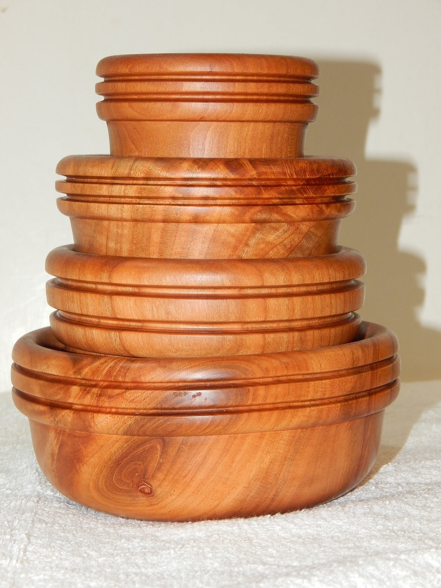 WILD CHERRY WOOD 4 BOWLS HANDMADE SET ARTISAN CRAFTED