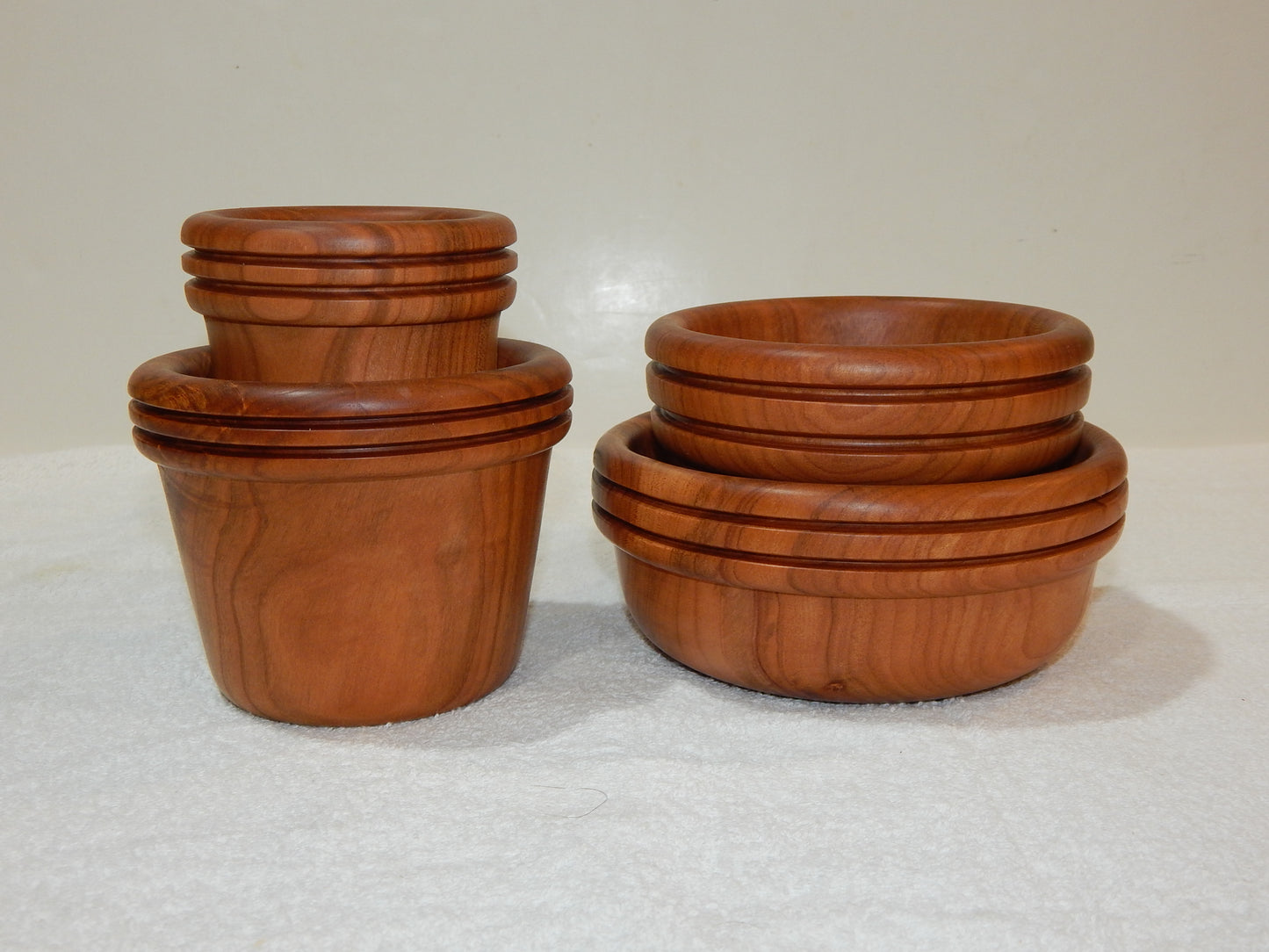 WILD CHERRY WOOD 4 BOWLS HANDMADE SET ARTISAN CRAFTED