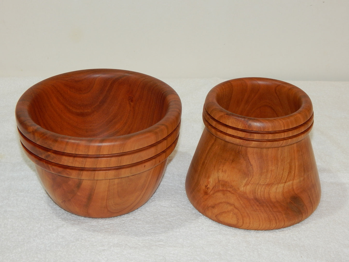 WILD CHERRY WOOD 2 BOWLS HANDMADE SET ARTISAN CRAFTED