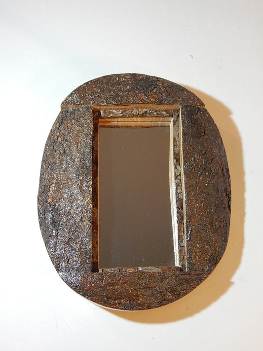 Live Edge Sycamore Frame Mirror, Wood with Bark Frame, 8 3/4" x 10 7/8", Handmade, Artisan Crafted