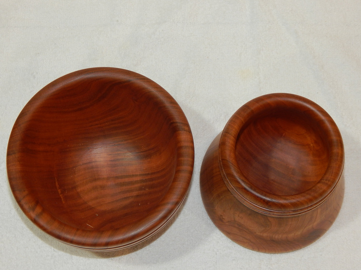 WILD CHERRY WOOD 2 BOWLS HANDMADE SET ARTISAN CRAFTED