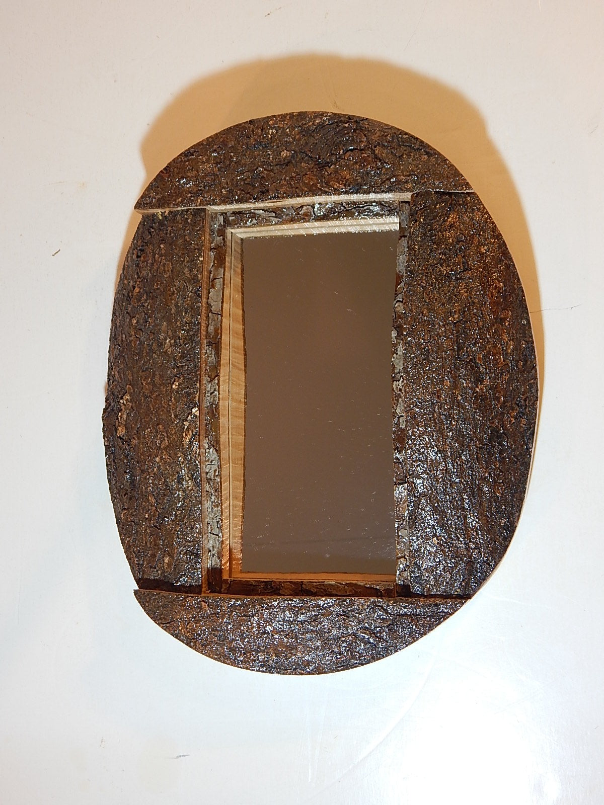 Live Edge Sycamore Frame Mirror, Wood with Bark Frame, 8 3/4" x 10 7/8", Handmade, Artisan Crafted