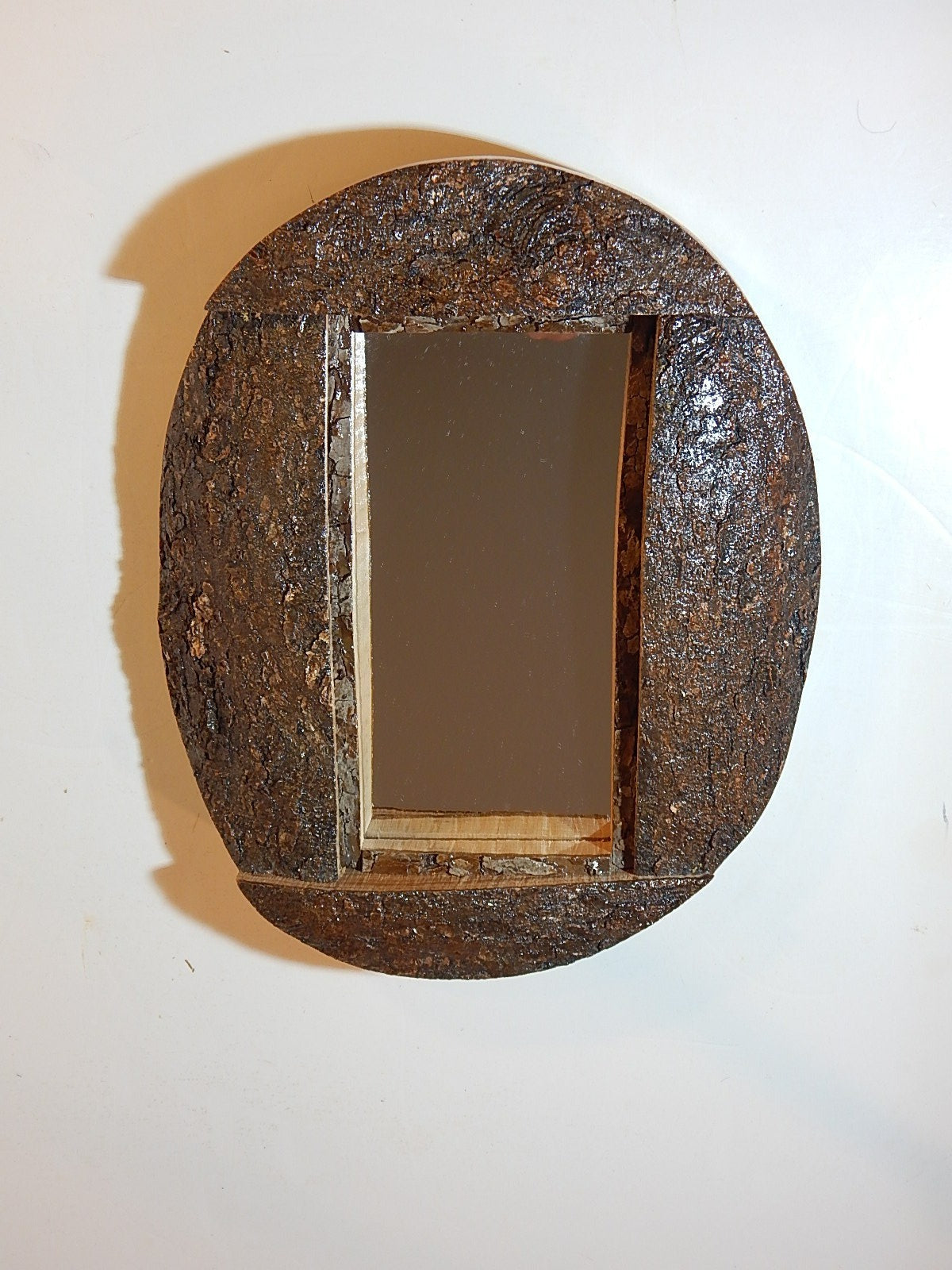 Live Edge Sycamore Frame Mirror, Wood with Bark Frame, 8 3/4" x 10 7/8", Handmade, Artisan Crafted