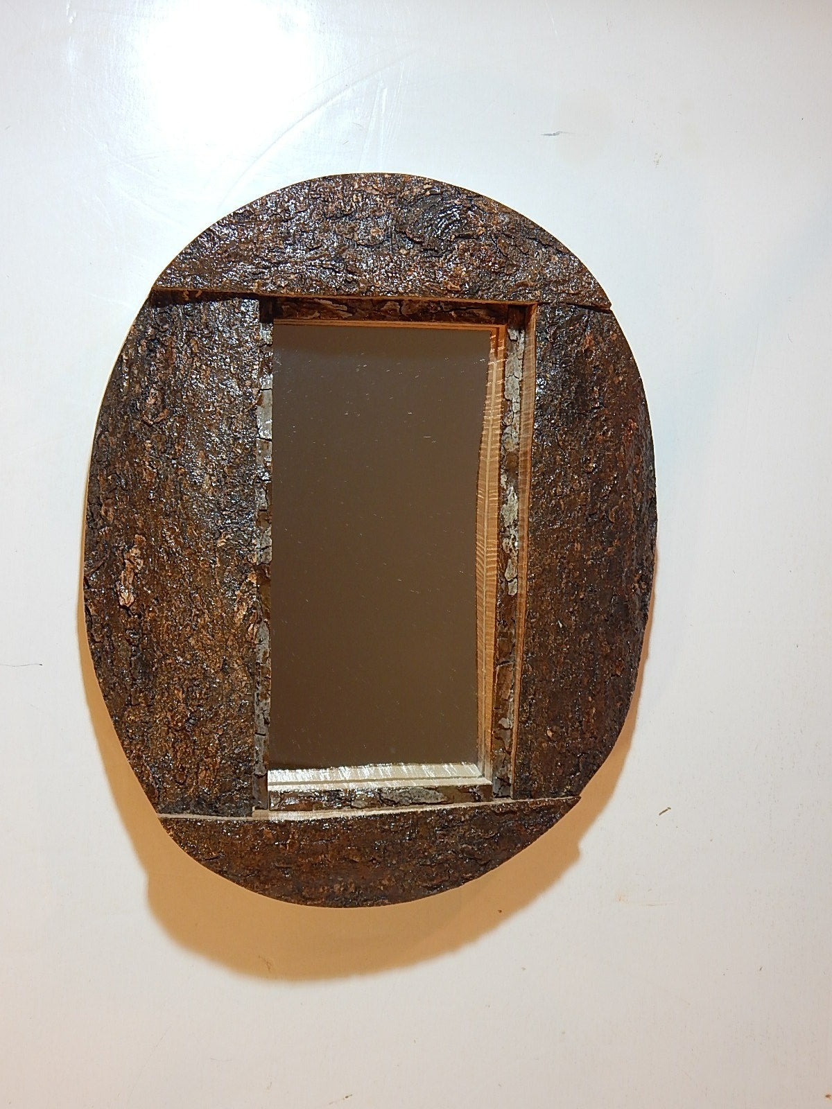 Live Edge Sycamore Frame Mirror, Wood with Bark Frame, 8 3/4" x 10 7/8", Handmade, Artisan Crafted