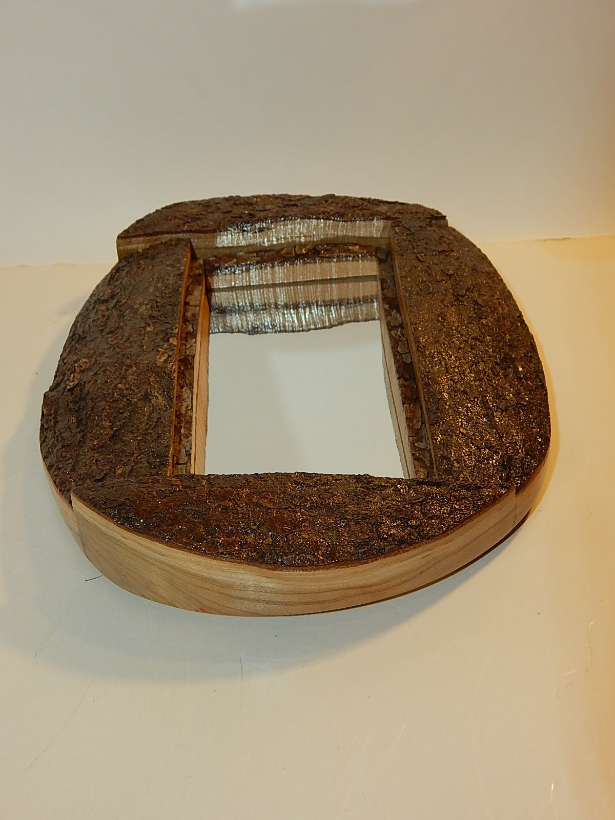 Live Edge Sycamore Frame Mirror, Wood with Bark Frame, 8 3/4" x 10 7/8", Handmade, Artisan Crafted