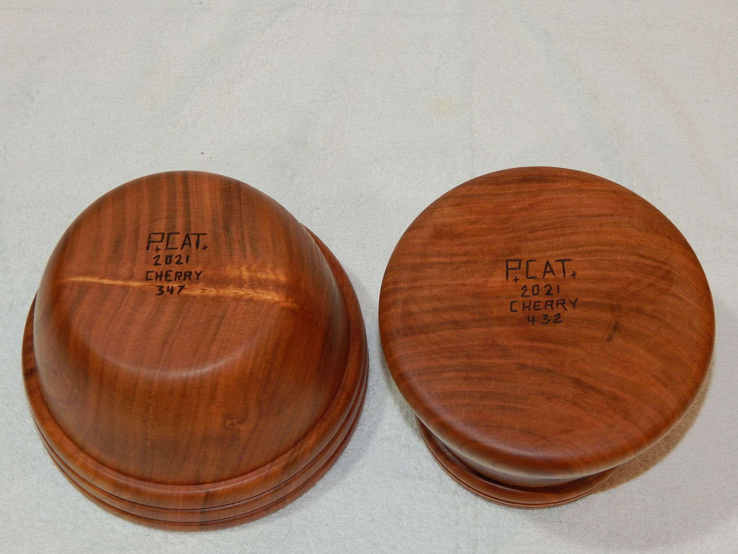 WILD CHERRY WOOD 2 BOWLS HANDMADE SET ARTISAN CRAFTED