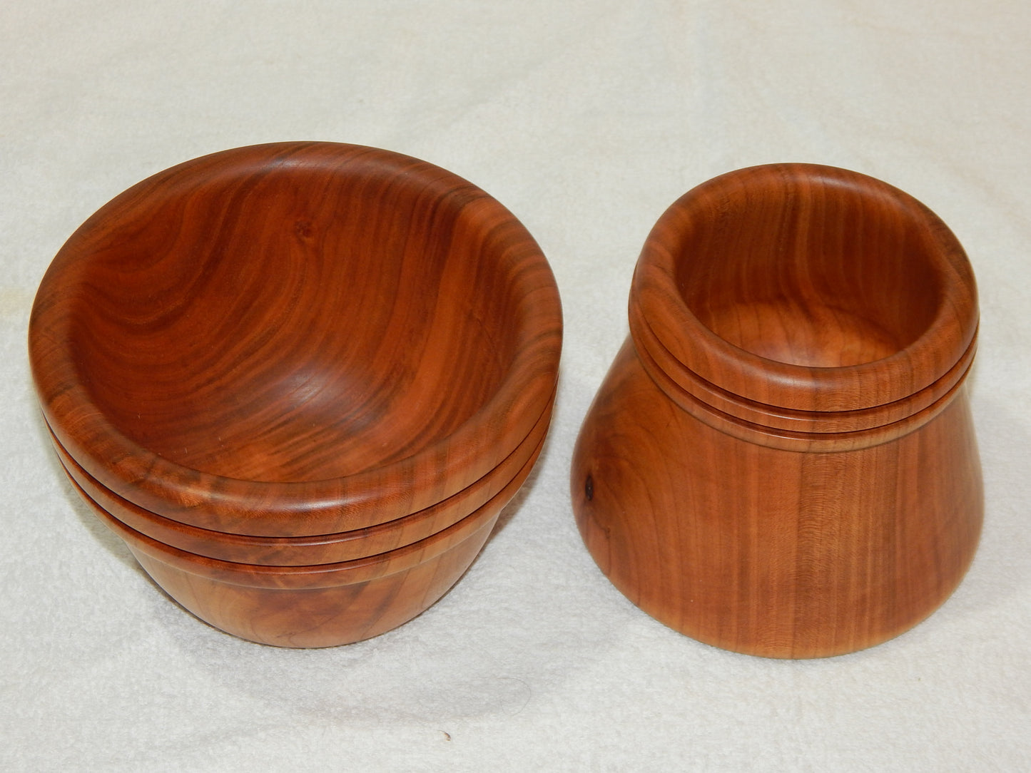 WILD CHERRY WOOD 2 BOWLS HANDMADE SET ARTISAN CRAFTED