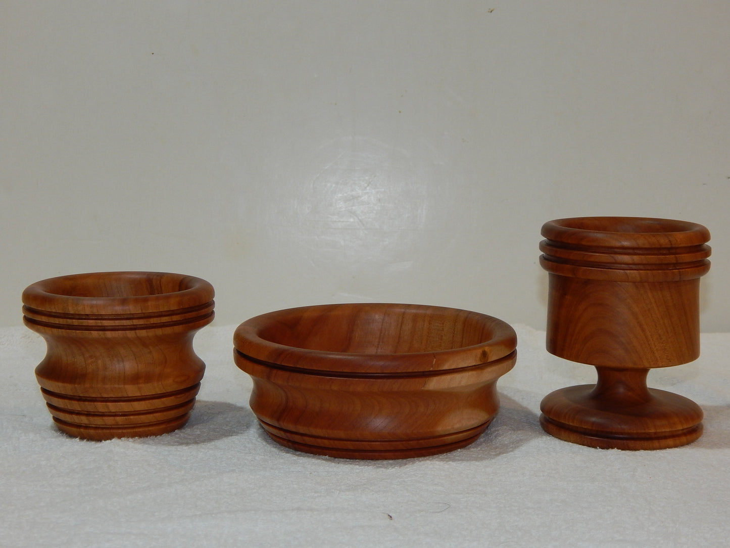 WILD CHERRY WOOD 3 BOWLS HANDMADE SET ARTISAN CRAFTED