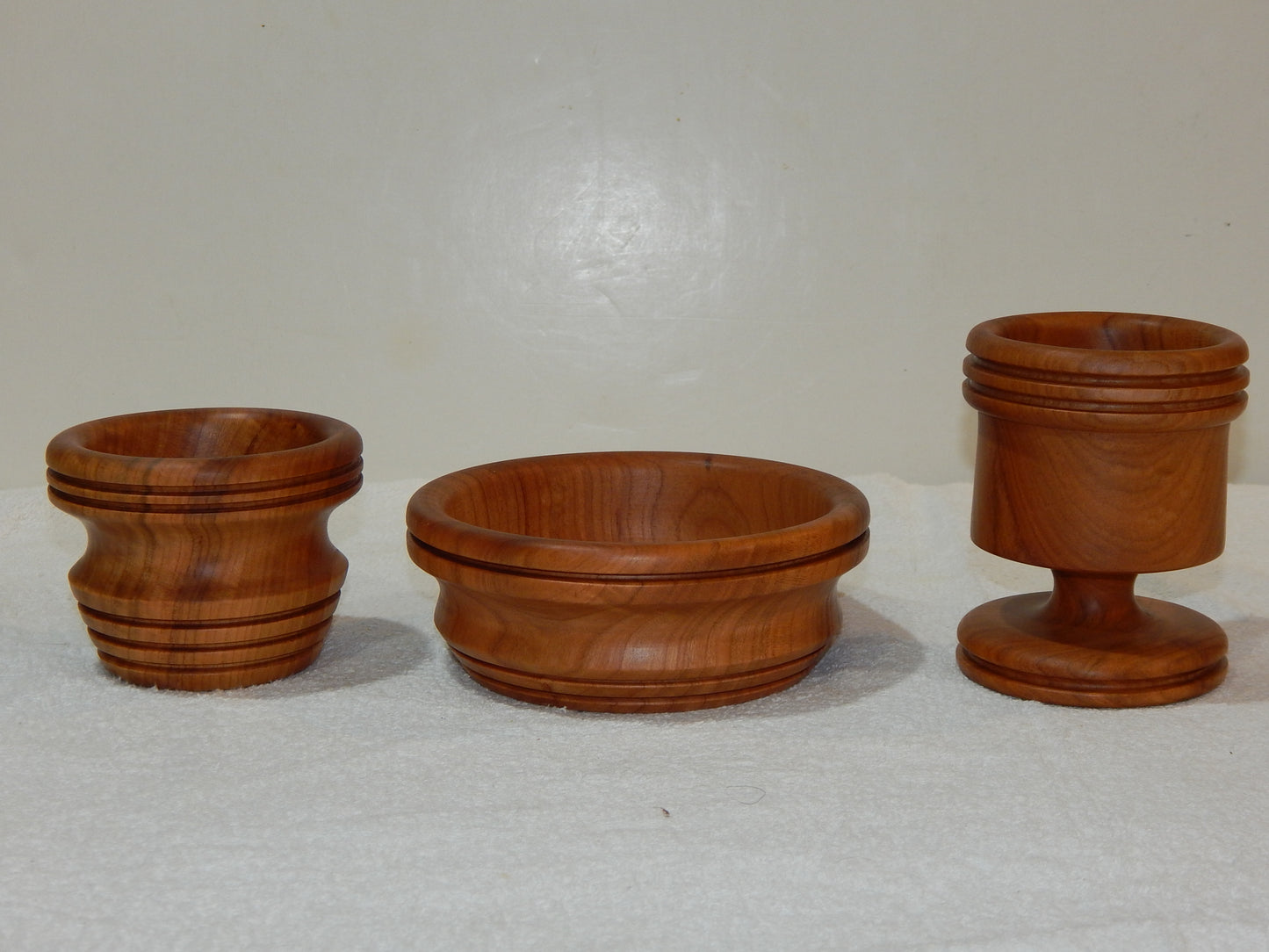 WILD CHERRY WOOD 3 BOWLS HANDMADE SET ARTISAN CRAFTED