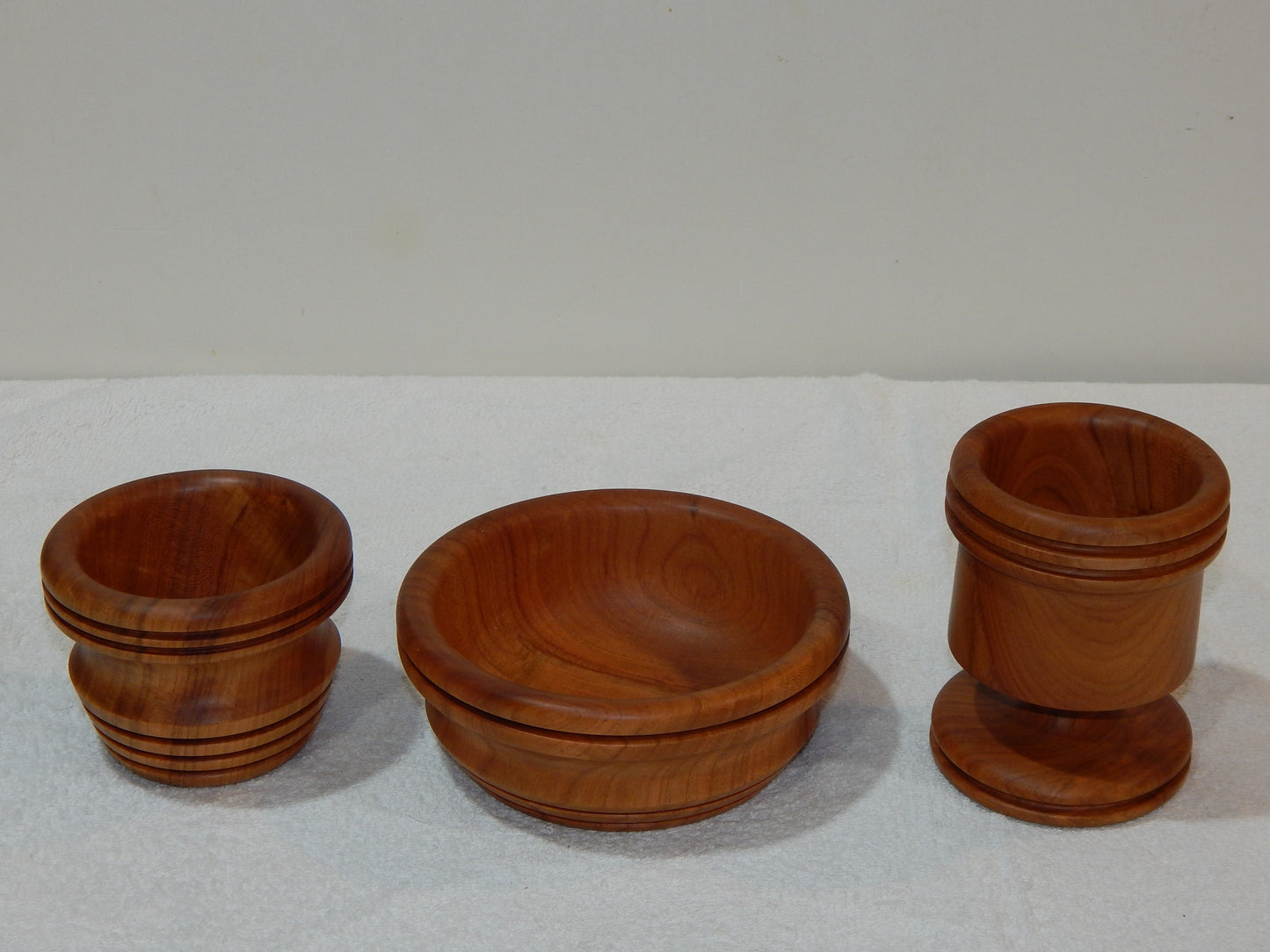 WILD CHERRY WOOD 3 BOWLS HANDMADE SET ARTISAN CRAFTED