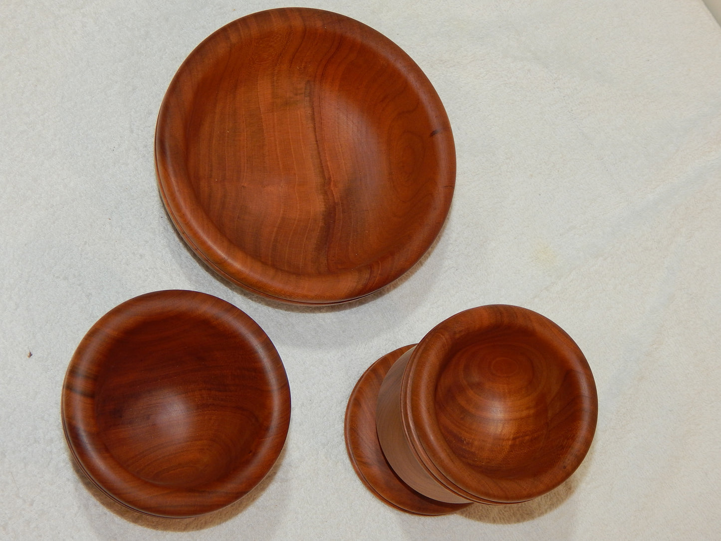 WILD CHERRY WOOD 3 BOWLS HANDMADE SET ARTISAN CRAFTED