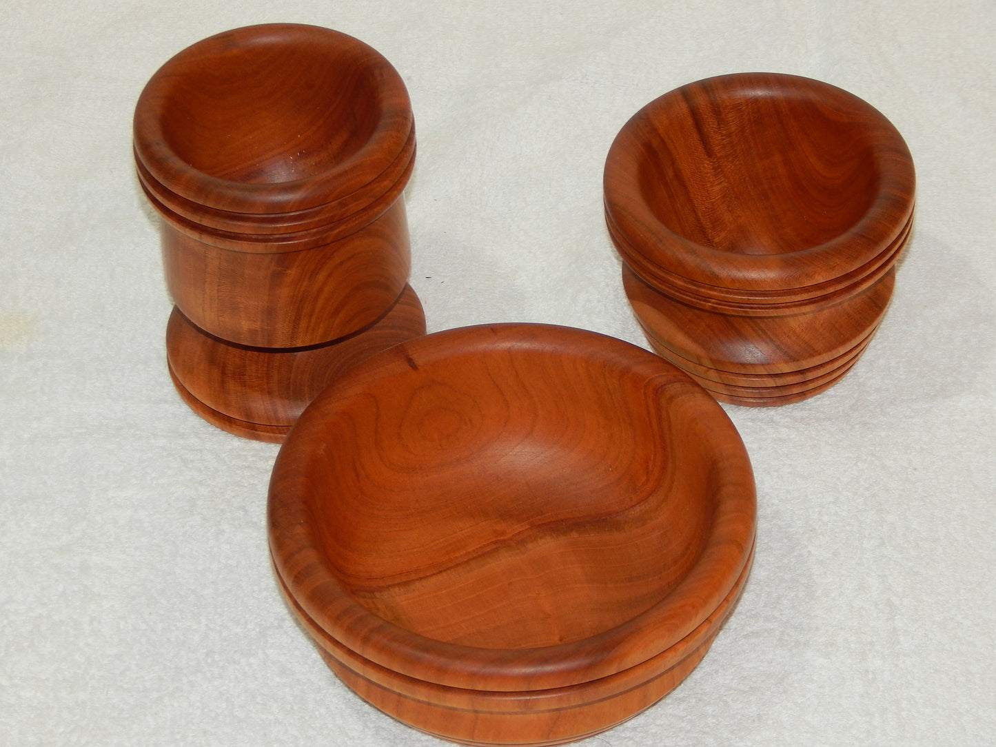 WILD CHERRY WOOD 3 BOWLS HANDMADE SET ARTISAN CRAFTED