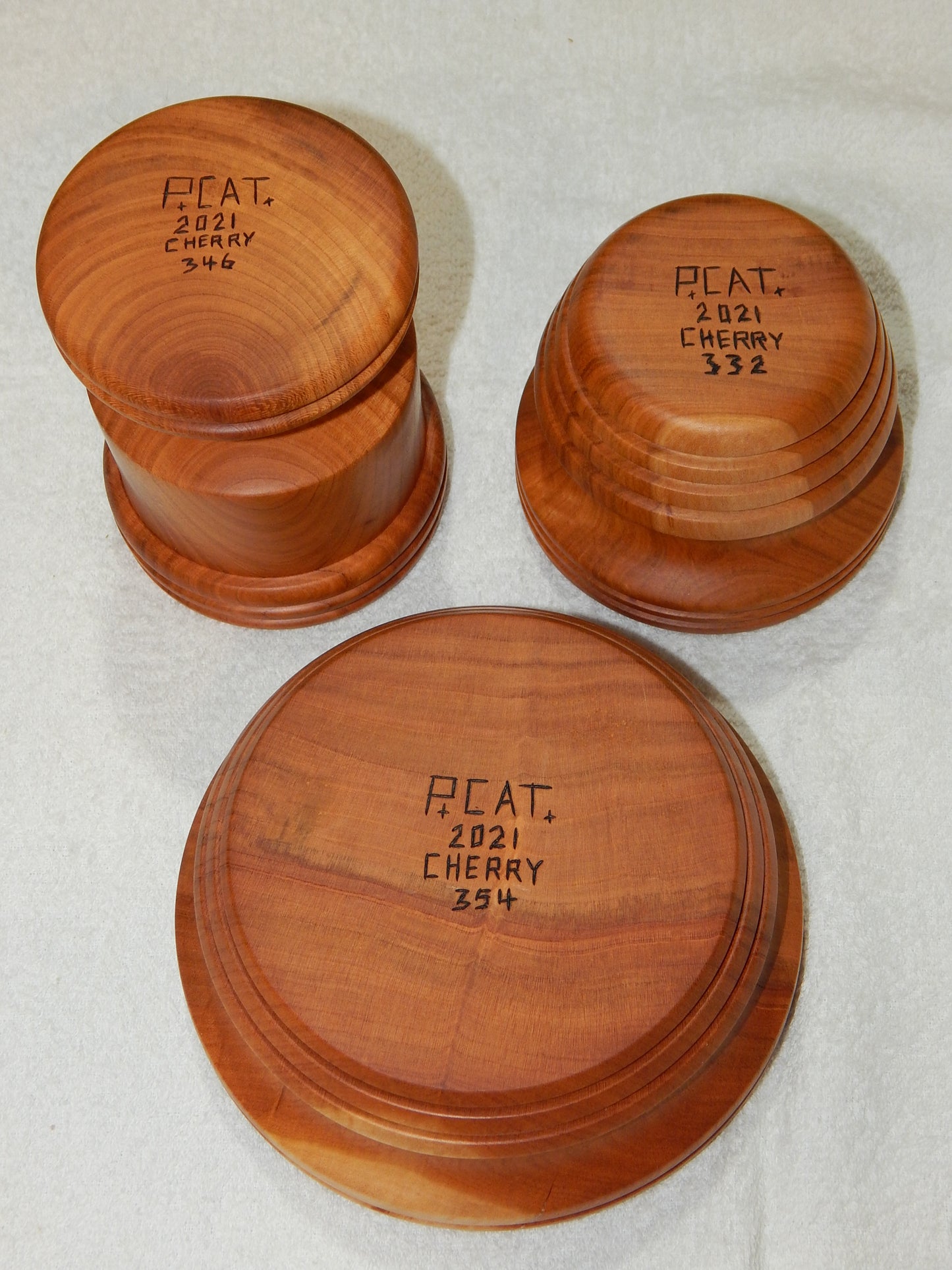 WILD CHERRY WOOD 3 BOWLS HANDMADE SET ARTISAN CRAFTED