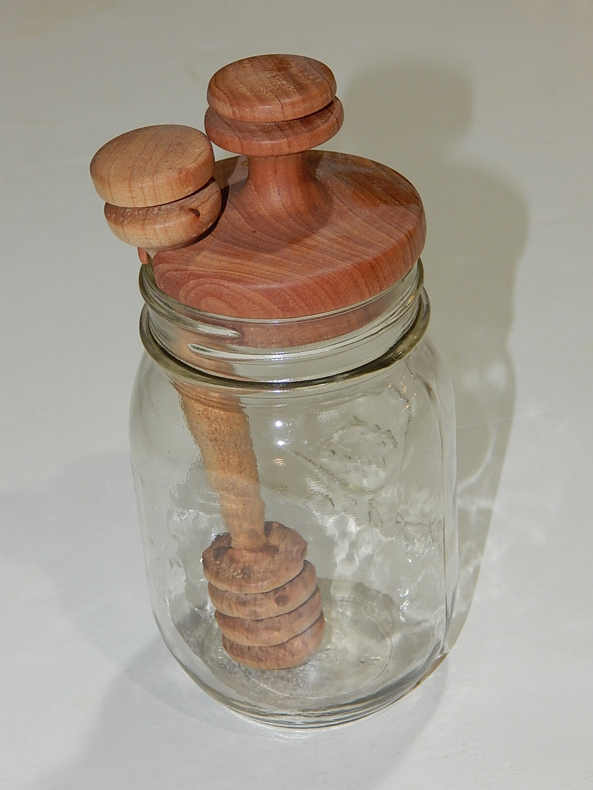 Honey Dipper with Lid and Jar, For The Honey Lover Handmade Artisan Crafted 6" Lathe Turned Maple