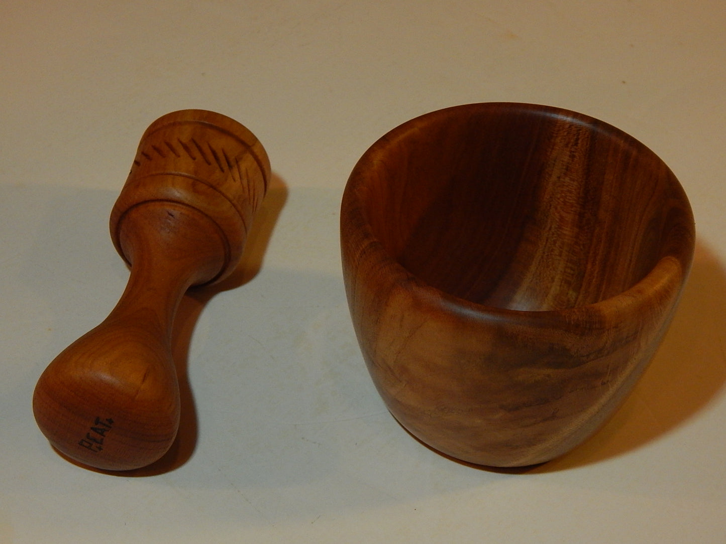 WILD CHERRY MORTAR AND PESTLE HANDMADE LATHE TURNED ARTISAN CRAFTED