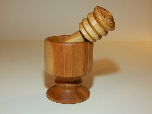 WILD CHERRY MORTAR AND PESTLE HANDMADE LATHE TURNED ARTISAN CRAFTED